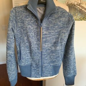 Blue Zip-Up  extra thick equestrian Sweater jacket, with zip pockets,